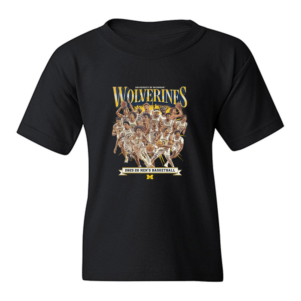 Michigan - NCAA Men's Basketball : - Team Collage Youth T-Shirt-0