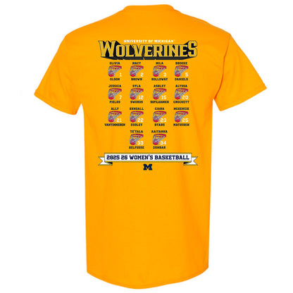 Michigan - NCAA Women's Basketball : - Roster T-Shirt-1