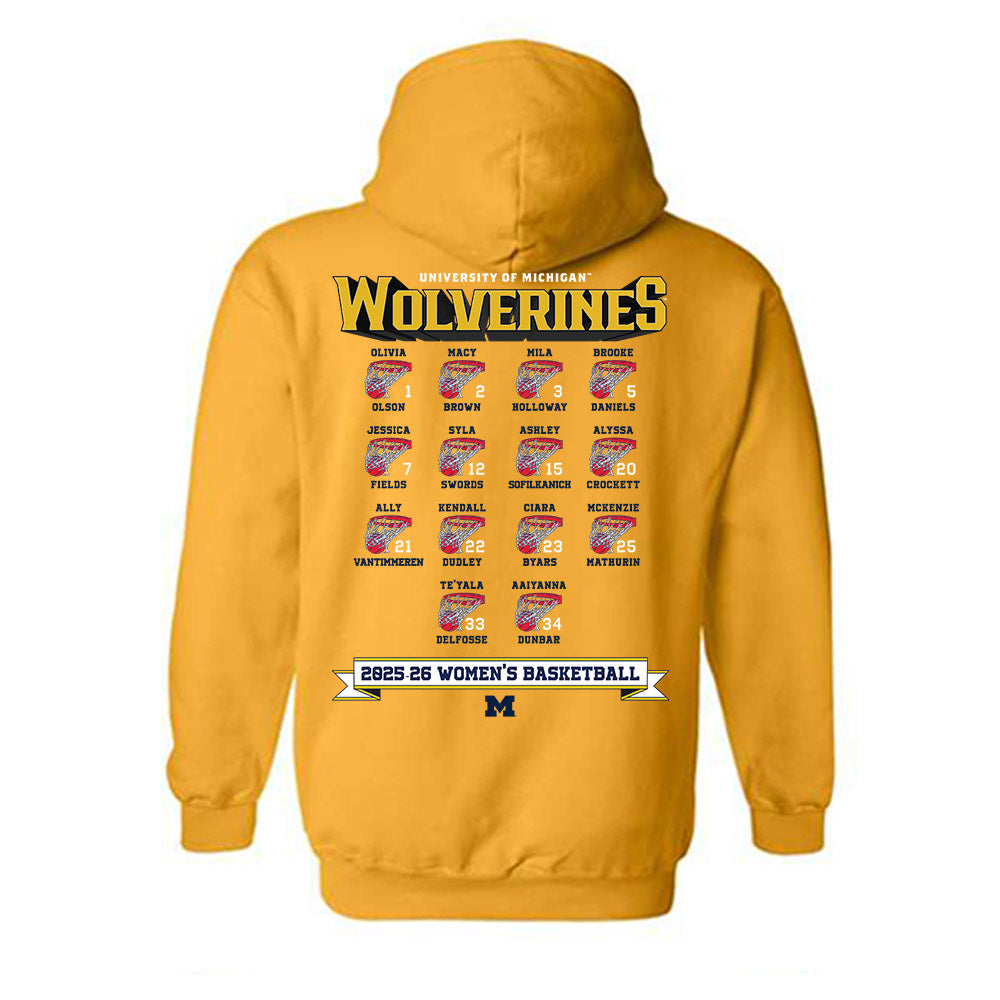 Michigan - NCAA Women's Basketball : - Roster Hooded Sweatshirt-1