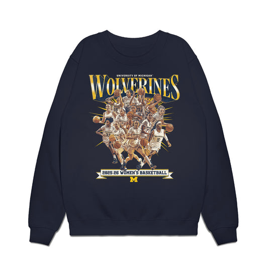 Michigan - NCAA Women's Basketball : - Team Collage Premium Crewneck Sweatshirt-0