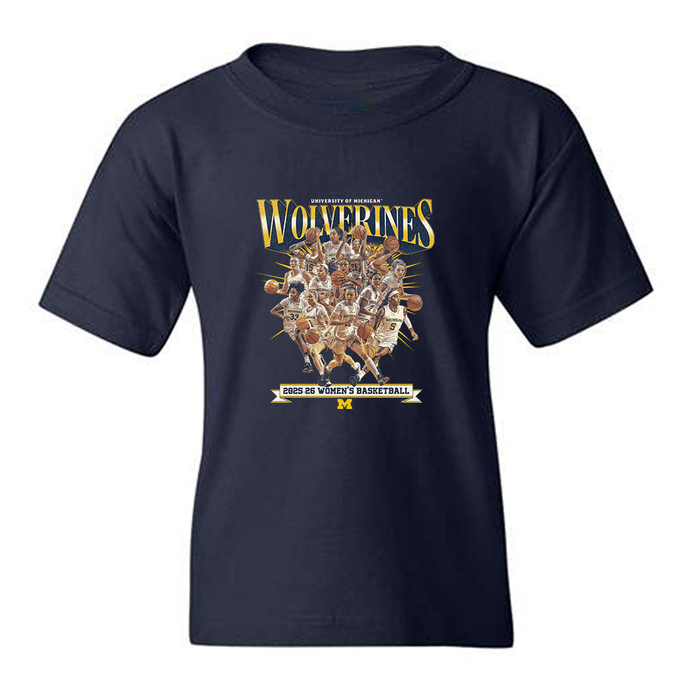 Michigan - NCAA Women's Basketball : - Team Collage Youth T-Shirt-0