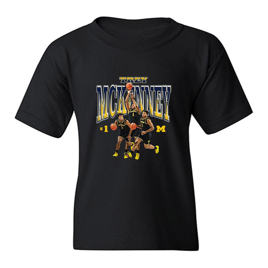 Michigan - NCAA Men's Basketball : Trey McKenney - Collage Youth T-Shirt-0