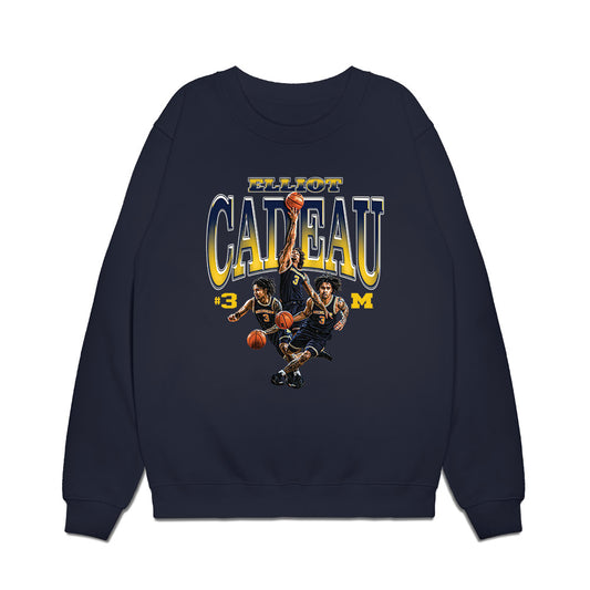 Michigan - NCAA Men's Basketball : Elliot Cadeau - Collage Premium Crewneck Sweatshirt-0