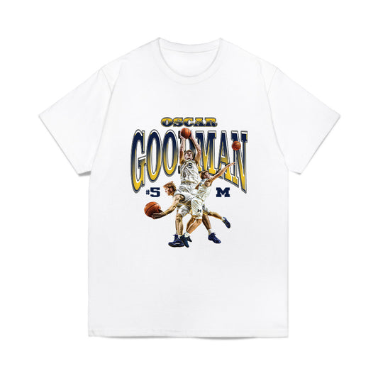 Michigan - NCAA Men's Basketball : Oscar Goodman - Collage Comfort Colors T-Shirt-0