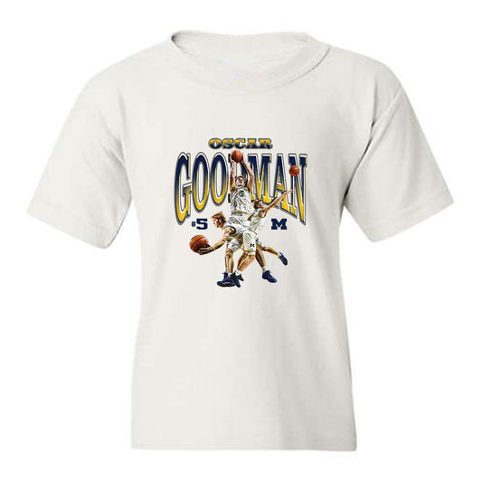 Michigan - NCAA Men's Basketball : Oscar Goodman - Collage Youth T-Shirt-0