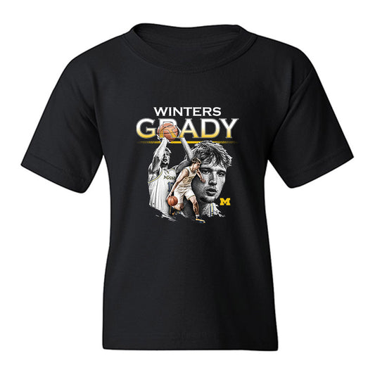 Michigan - NCAA Men's Basketball : Winters Grady - Collage Youth T-Shirt-0