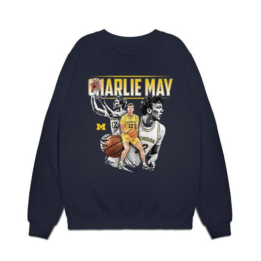 Michigan - NCAA Men's Basketball : Charlie May - Collage Premium Crewneck Sweatshirt-0