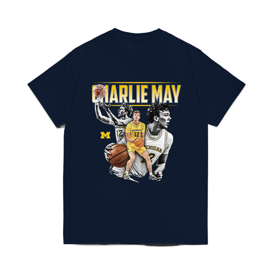 Michigan - NCAA Men's Basketball : Charlie May - Collage Comfort Colors T-Shirt-0
