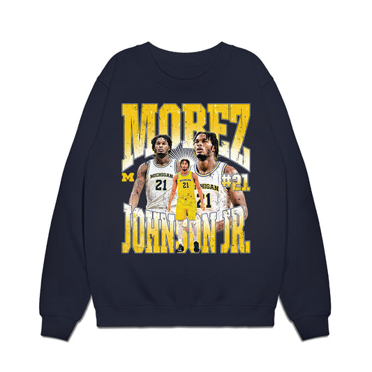 Michigan - NCAA Men's Basketball : Morez Johnson Jr. - Collage Premium Crewneck Sweatshirt-0