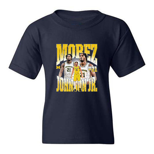 Michigan - NCAA Men's Basketball : Morez Johnson Jr. - Collage Youth T-Shirt-0
