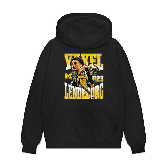 Michigan - NCAA Men's Basketball : Yaxel Lendeborg - Collage Premium Hooded Sweatshirt-0