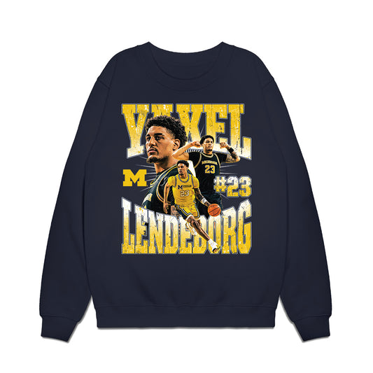 Michigan - NCAA Men's Basketball : Yaxel Lendeborg - Collage Premium Crewneck Sweatshirt-0