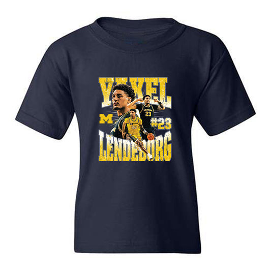 Michigan - NCAA Men's Basketball : Yaxel Lendeborg - Collage Youth T-Shirt-0