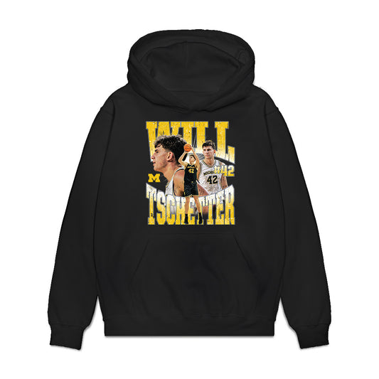 Michigan - NCAA Men's Basketball : Will Tschetter - Collage Premium Hooded Sweatshirt-0