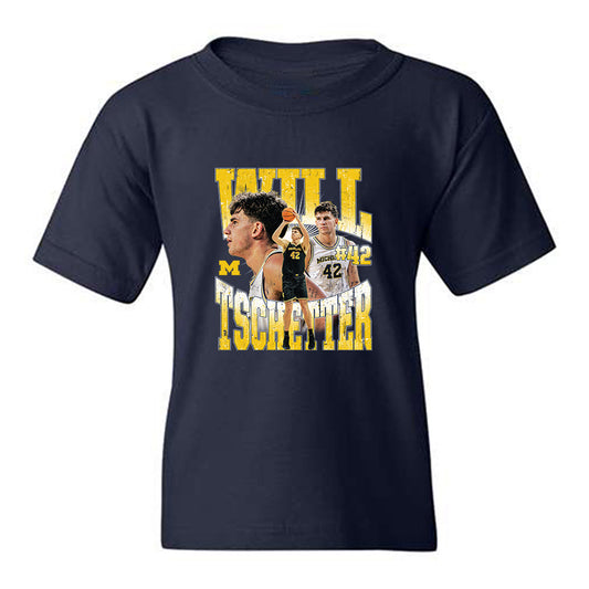 Michigan - NCAA Men's Basketball : Will Tschetter - Collage Youth T-Shirt-0