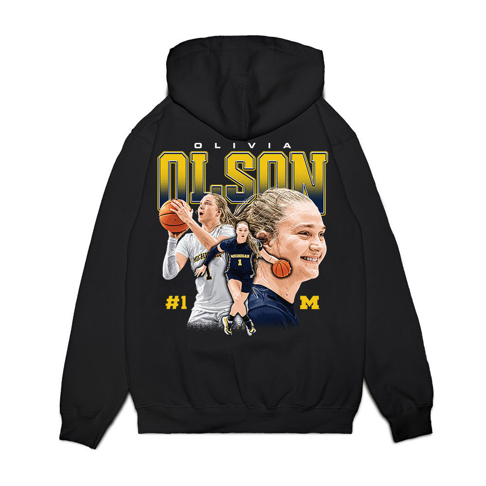 Michigan - NCAA Women's Basketball : Olivia Olson - Collage Premium Hooded Sweatshirt-1