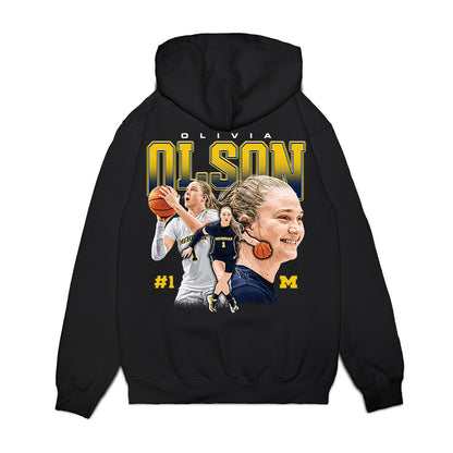 Michigan - NCAA Women's Basketball : Olivia Olson - Collage Premium Hooded Sweatshirt-1