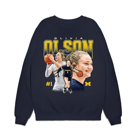 Michigan - NCAA Women's Basketball : Olivia Olson - Collage Premium Crewneck Sweatshirt-0
