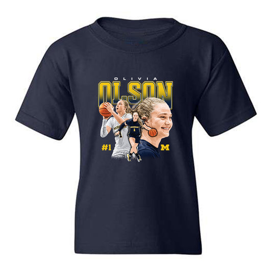 Michigan - NCAA Women's Basketball : Olivia Olson - Collage Youth T-Shirt-0