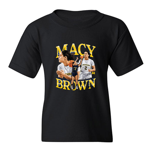Michigan - NCAA Women's Basketball : Macy Brown - Youth T-Shirt-0