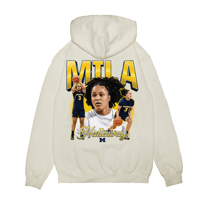 Michigan - NCAA Women's Basketball : Mila Holloway - Collage Premium Hooded Sweatshirt-1