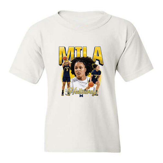 Michigan - NCAA Women's Basketball : Mila Holloway - Collage Youth T-Shirt-0