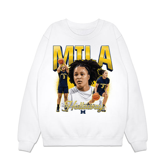 Michigan - NCAA Women's Basketball : Mila Holloway - Collage Premium Crewneck Sweatshirt-0