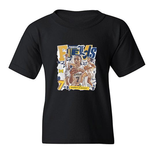Michigan - NCAA Women's Basketball : Jessica Fields - Collage Youth T-Shirt-0