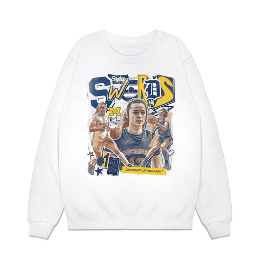 Michigan - NCAA Women's Basketball : Syla Swords - Collage Premium Crewneck Sweatshirt-0