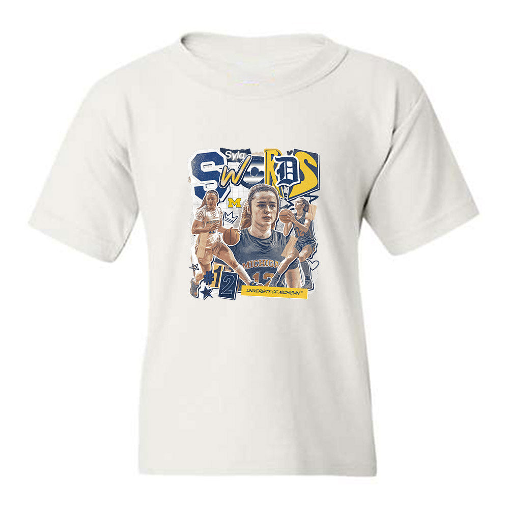 Michigan - NCAA Women's Basketball : Syla Swords - Collage Youth T-Shirt-0