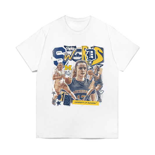 Michigan - NCAA Women's Basketball : Syla Swords - Collage Comfort Colors T-Shirt-0