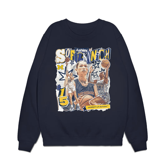 Michigan - NCAA Women's Basketball : Ashley Sofilkanich - Collage Premium Crewneck Sweatshirt-0