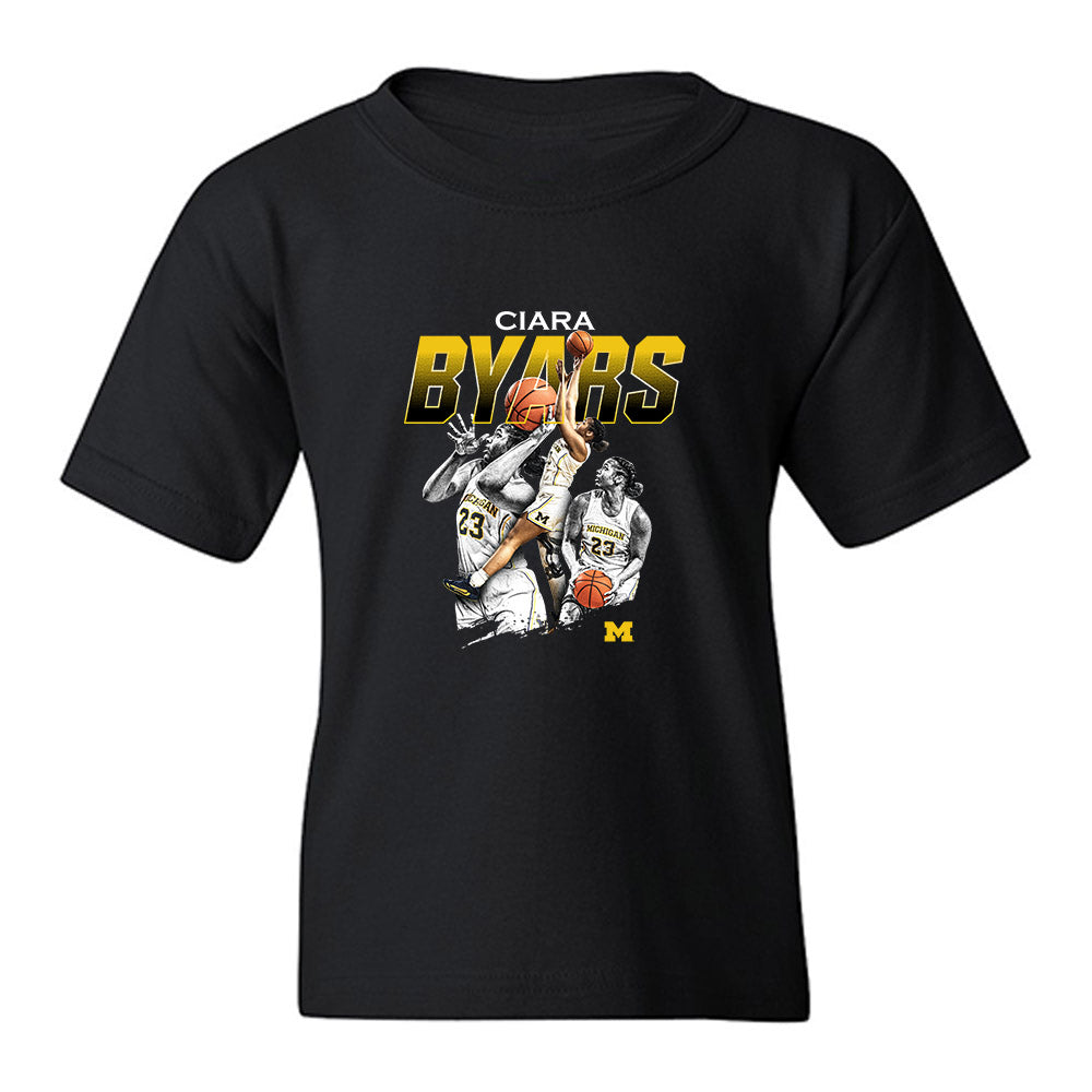 Michigan - NCAA Women's Basketball : Ciara Byars - Collage Youth T-Shirt-0