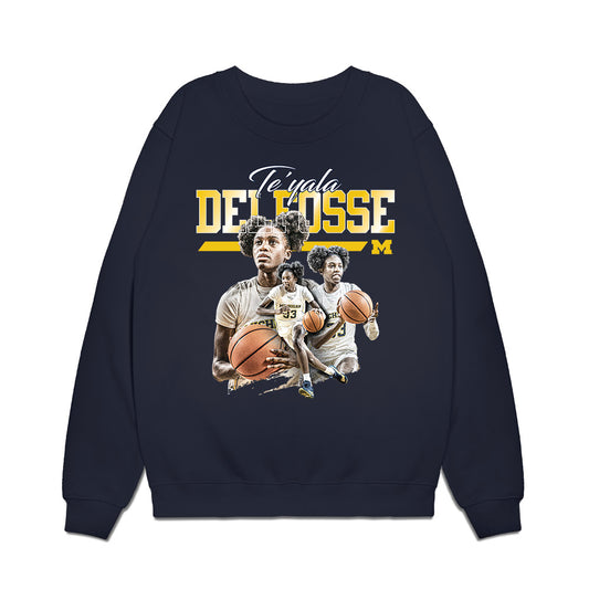 Michigan - NCAA Women's Basketball : Te'Yala Delfosse - Collage Premium Crewneck Sweatshirt-0