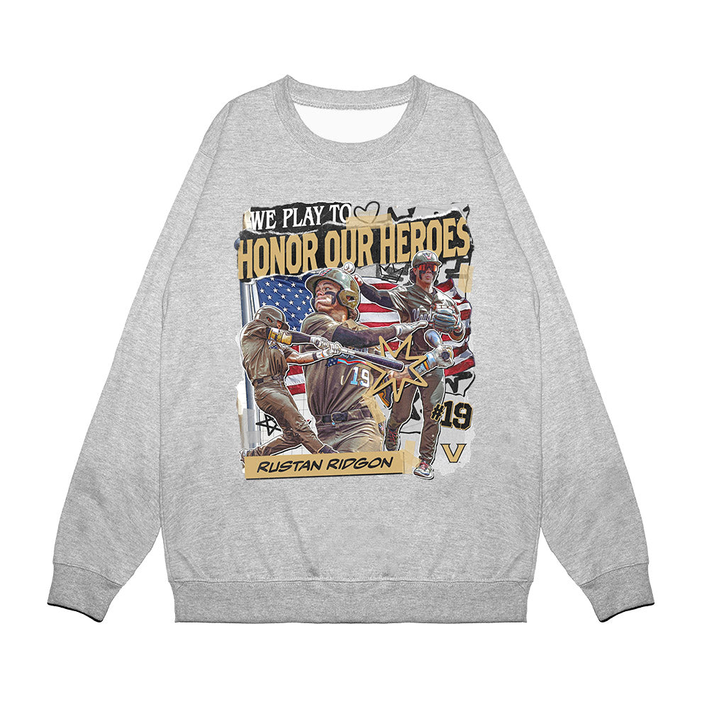 Vanderbilt - NCAA Baseball : Rustan Rigdon - Heroes Premium Crewneck Sweatshirt-0
