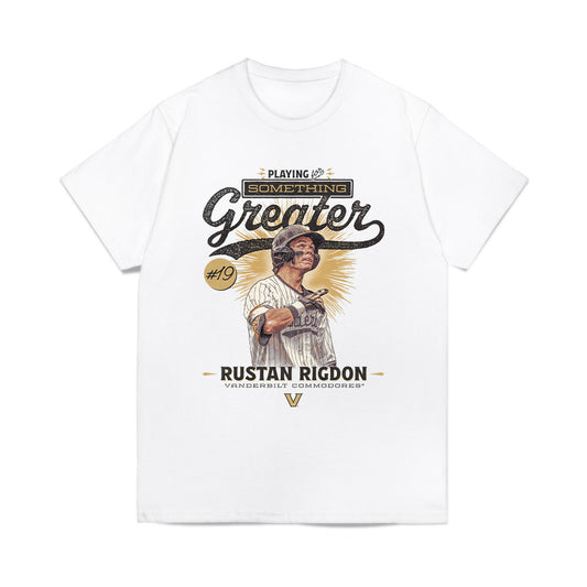 Vanderbilt - NCAA Baseball : Rustan Rigdon - Playing for Something Greater Comfort Colors T-Shirt-0