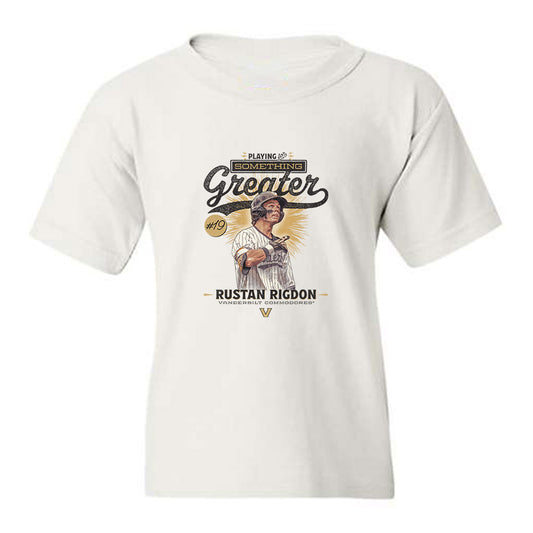 Vanderbilt - NCAA Baseball : Rustan Rigdon - Playing for Something Greater Youth T-Shirt-0