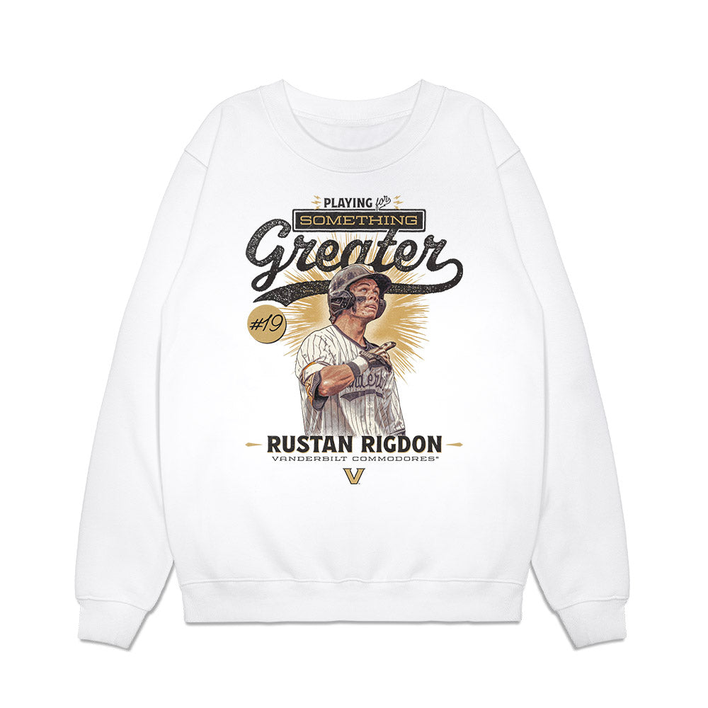 Vanderbilt - NCAA Baseball : Rustan Rigdon - Playing for Something Greater Premium Crewneck Sweatshirt-0