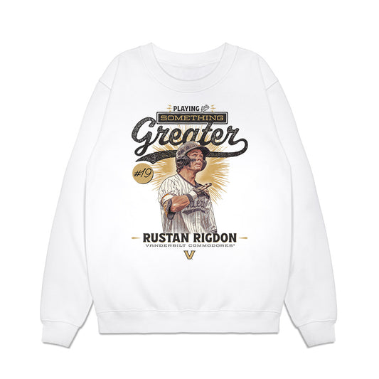 Vanderbilt - NCAA Baseball : Rustan Rigdon - Playing for Something Greater Premium Crewneck Sweatshirt-0