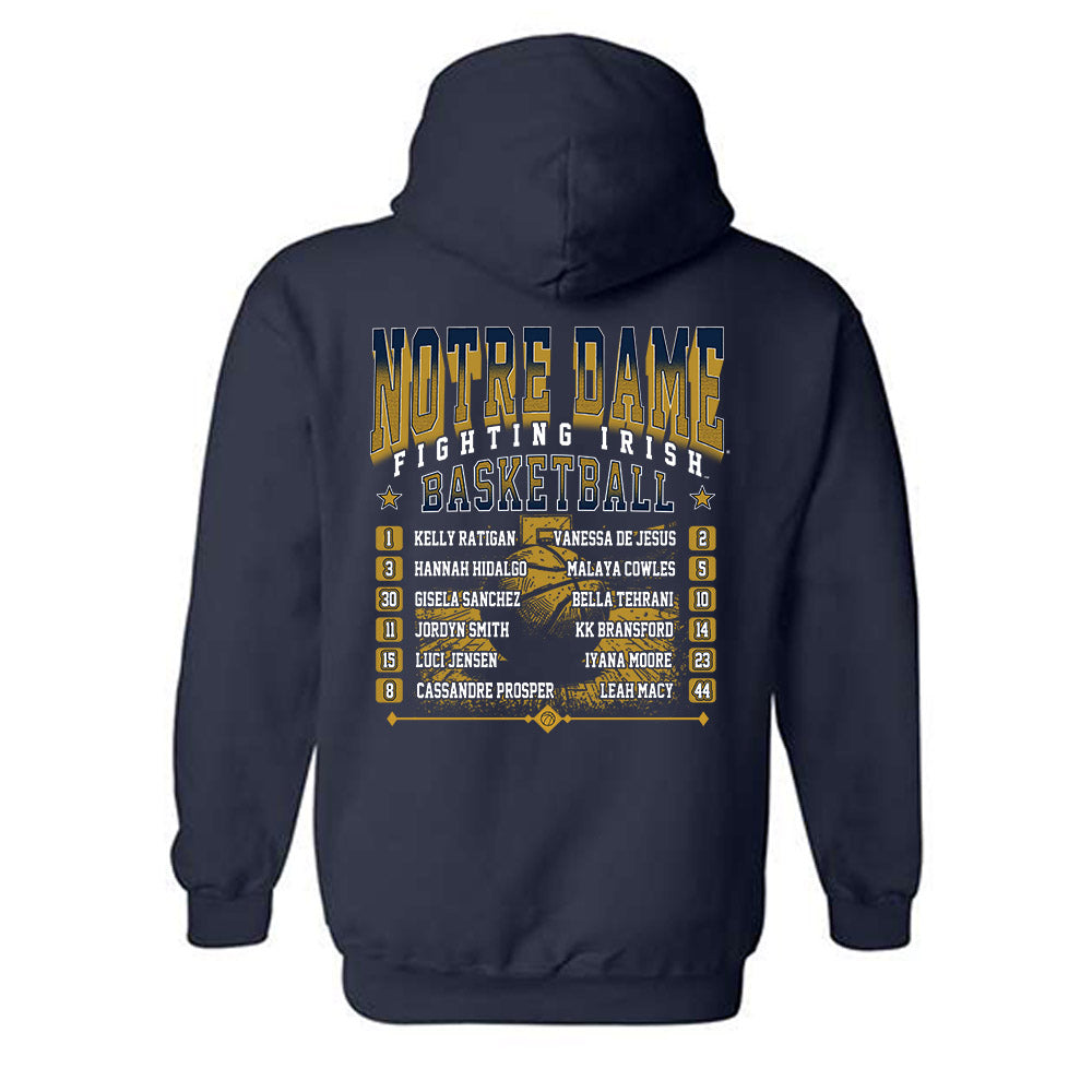 Notre Dame - NCAA Women's Basketball : - Roster Tee Hooded Sweatshirt-1