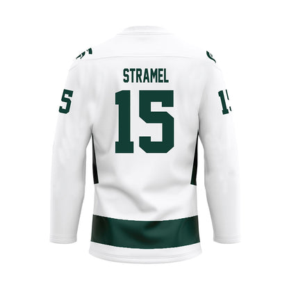 Michigan State - NCAA Men's Ice Hockey : Charlie Stramel - White Hockey Jersey-1