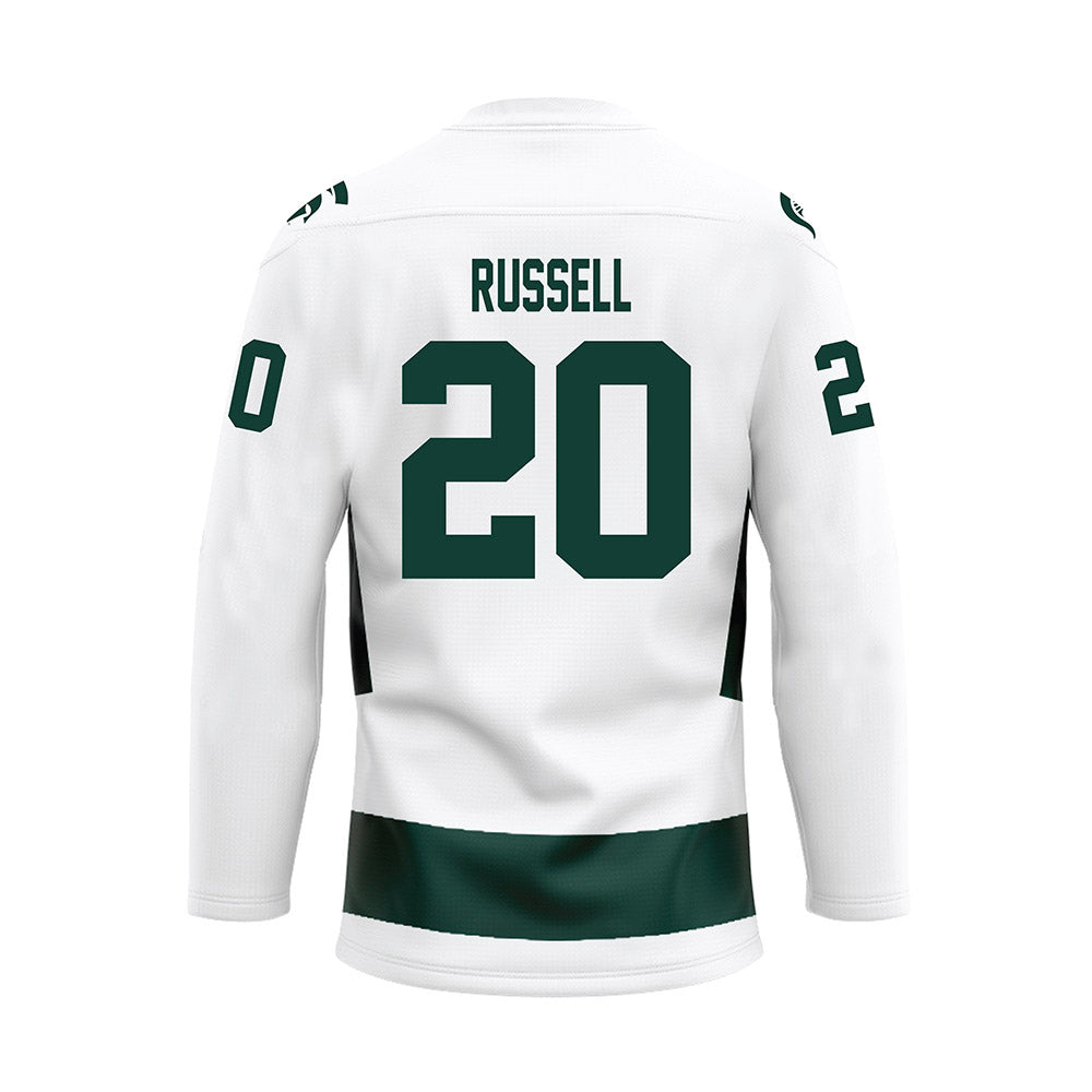 Michigan State - NCAA Men's Ice Hockey : Daniel Russell - White Hockey Jersey-1