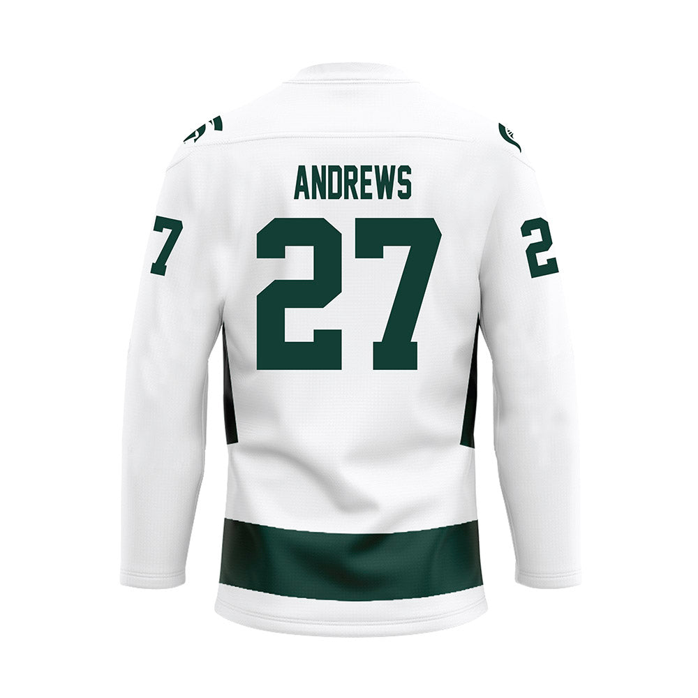 Michigan State - NCAA Men's Ice Hockey : Nicklas Andrews - White Hockey Jersey-1