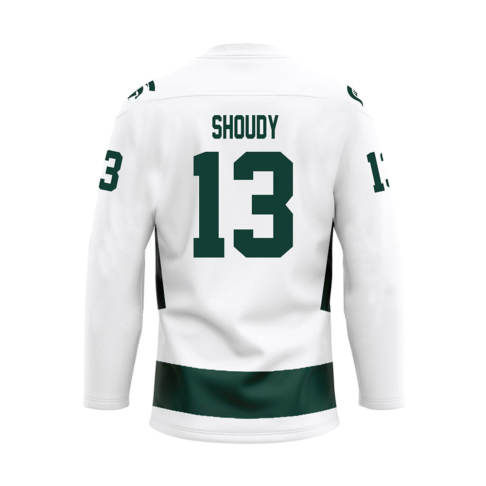 Michigan State - NCAA Men's Ice Hockey : Tiernan Shoudy - White Hockey Jersey-1