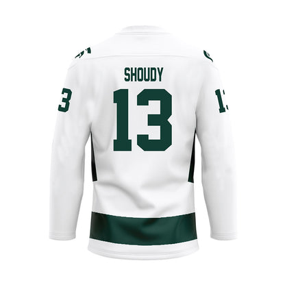Michigan State - NCAA Men's Ice Hockey : Tiernan Shoudy - White Hockey Jersey-1
