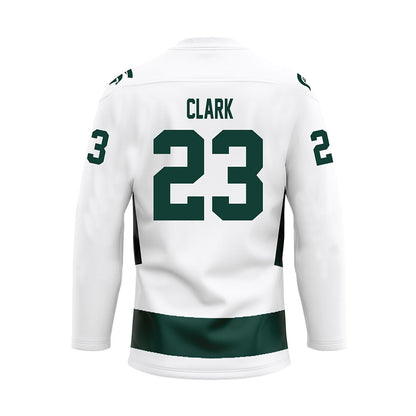 Michigan State - NCAA Men's Ice Hockey : Jimmy Clark - White Hockey Jersey-1