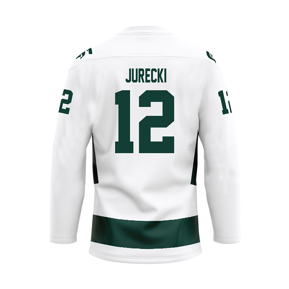 Michigan State - NCAA Men's Ice Hockey : Griffin Jurecki - White Hockey Jersey-1