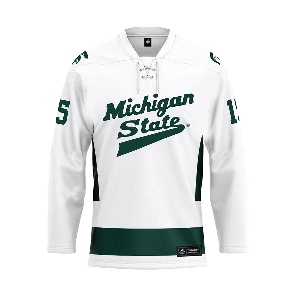 Michigan State - NCAA Men's Ice Hockey : Charlie Stramel - White Hockey Jersey-0