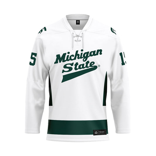 Michigan State - NCAA Men's Ice Hockey : Charlie Stramel - White Hockey Jersey-0