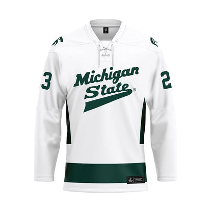 Michigan State - NCAA Men's Ice Hockey : Jimmy Clark - White Hockey Jersey-0